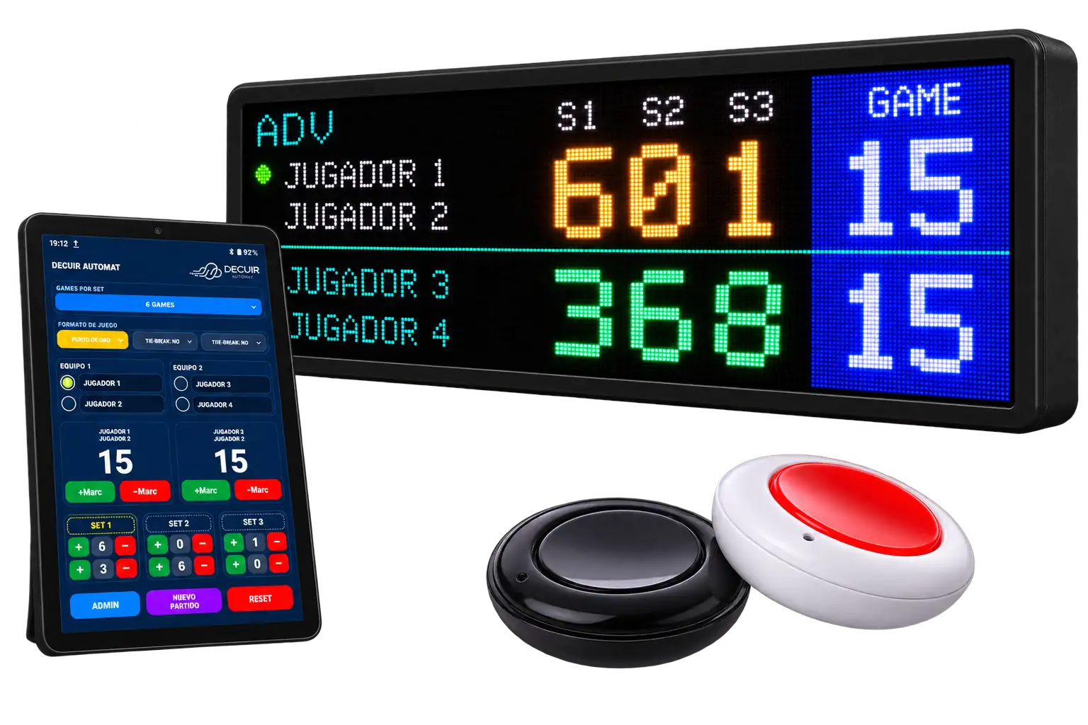 Marcador LED indoor para pádel DECUIR AUTOMAT